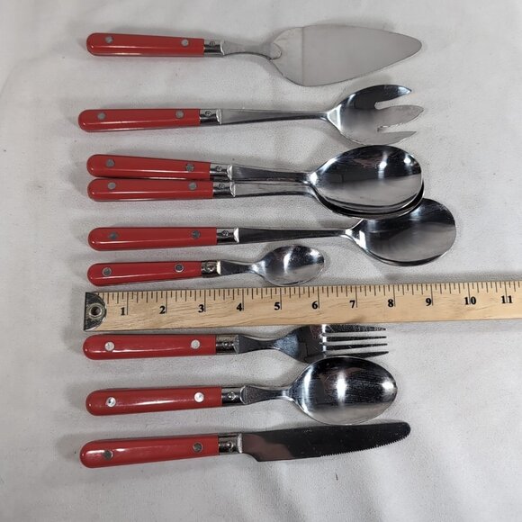 51 IKEA Red Stainless Steel Cutlery Flatware Serving Utensils Fork Spoon Knife - Picture 14 of 14